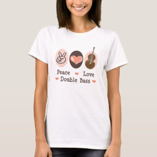 Camiseta del bajo doble del amor de la paz