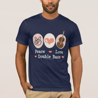 Camiseta del bajo doble del amor de la paz