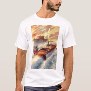 Camiseta del barco de motor del vintage