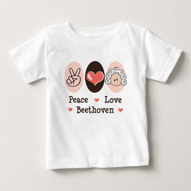 Camiseta del bebé de Beethoven del amor de la paz (Anverso)