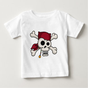 Camiseta del bebé de la bandera pirata del cráne