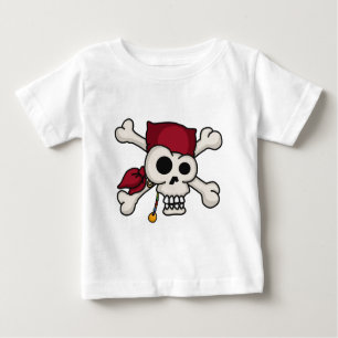 Camiseta del bebé de la bandera pirata del cráneo