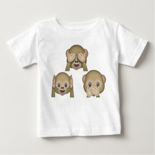 Camiseta del bebé de la emoji de tres monos