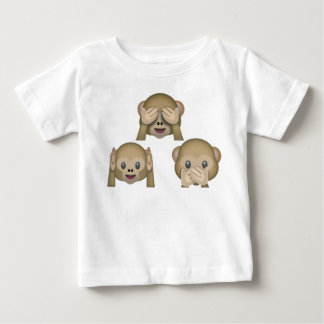 Camiseta del bebé de la emoji de tres monos