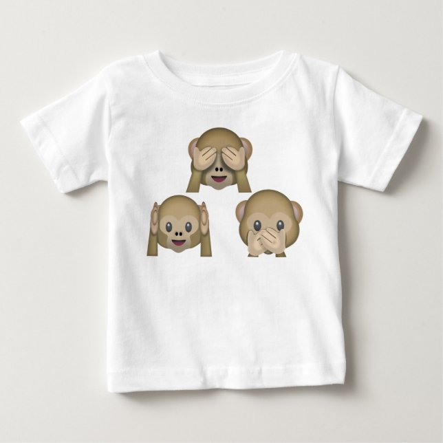 Camiseta del bebé de la emoji de tres monos (Anverso)