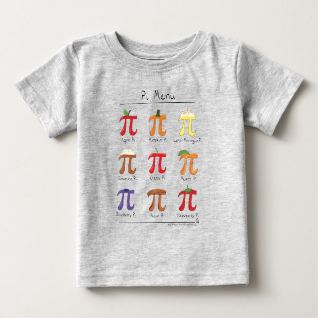 Camiseta del bebé de la matemáticas pi del menú (Anverso)