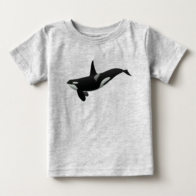 Camiseta del bebé de la orca de la natación (Anverso)