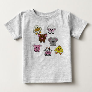 Camiseta del bebé de los animales del campo de