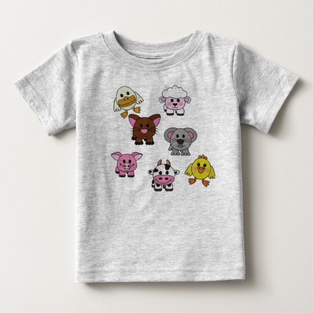 Camiseta del bebé de los animales del campo de (Anverso)