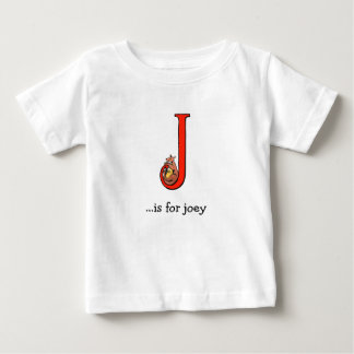 Camiseta del bebé del alfabeto: J está para Joey