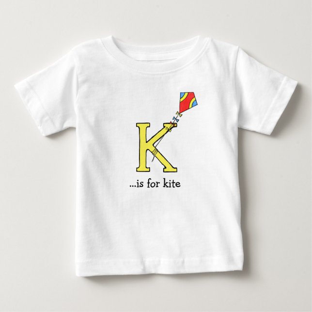 Camiseta del bebé del alfabeto: K está para la (Anverso)