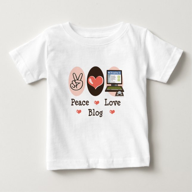 Camiseta del bebé del blog del amor de la paz (Anverso)