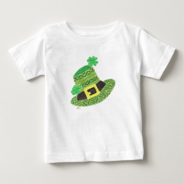 Camiseta del bebé del gorra del leprechaun verde (Anverso)
