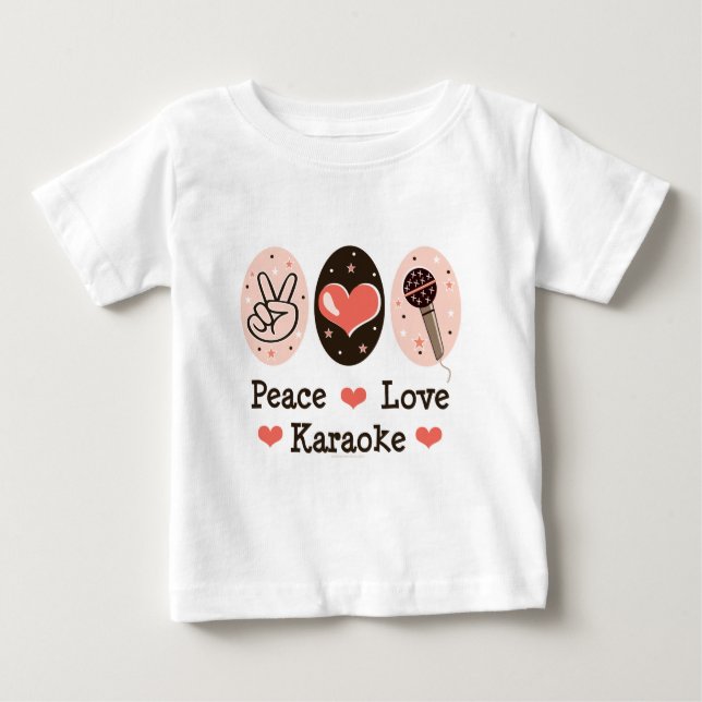 Camiseta del bebé del Karaoke del amor de la paz (Anverso)