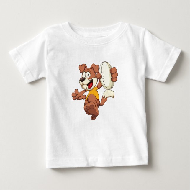 Camiseta del bebé del perro del rugbi (Anverso)