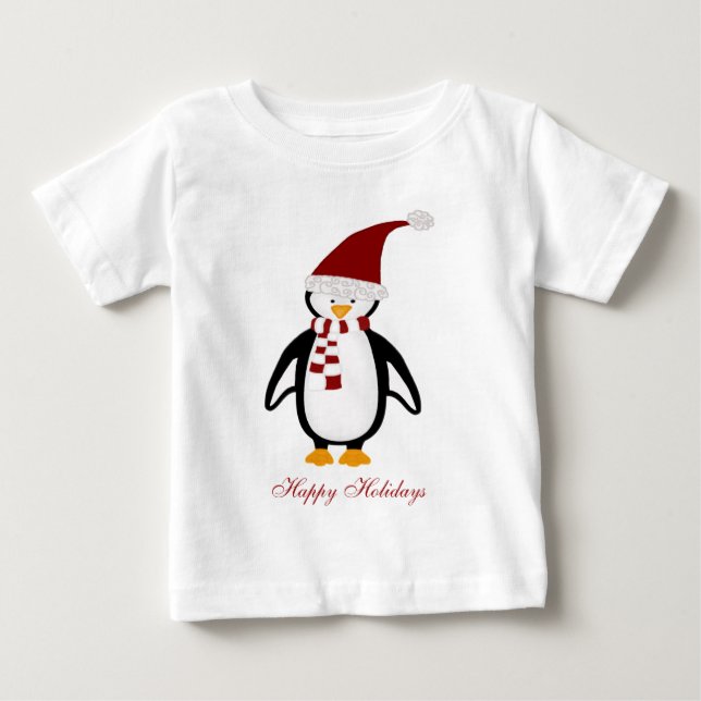 Camiseta del bebé del pingüino del navidad (Anverso)