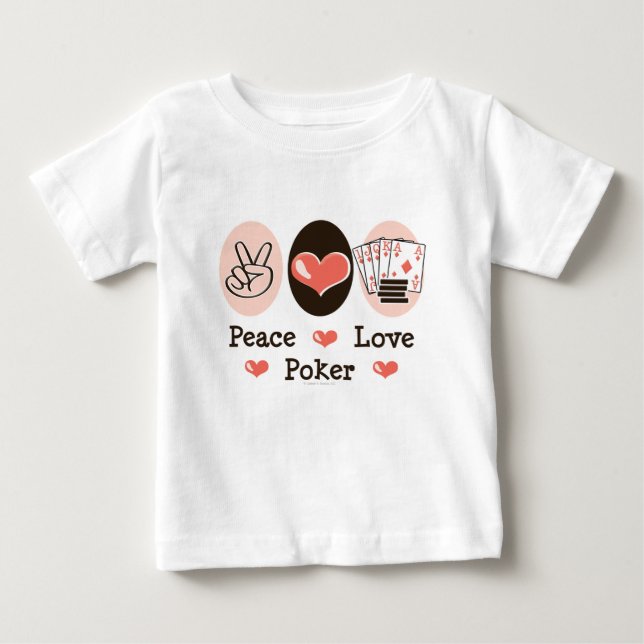 Camiseta del bebé del póker del amor de la paz (Anverso)