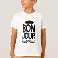 Camiseta del bigote de Bonjour del francés