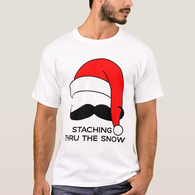 Camiseta del bigote - Staching a través de la (Anverso)