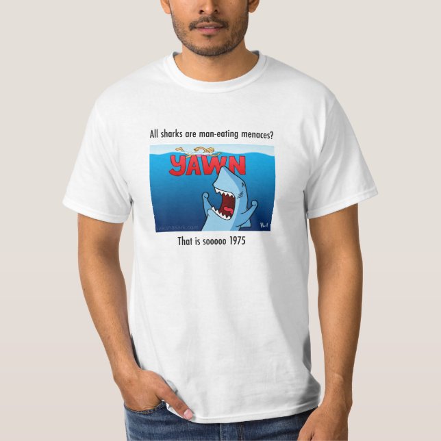 Camiseta del blanco del BOSTEZO de Shaaark (Anverso)