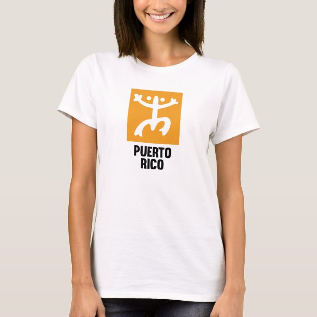Camiseta del blanco del símbolo de Taino Coquí del (Anverso)