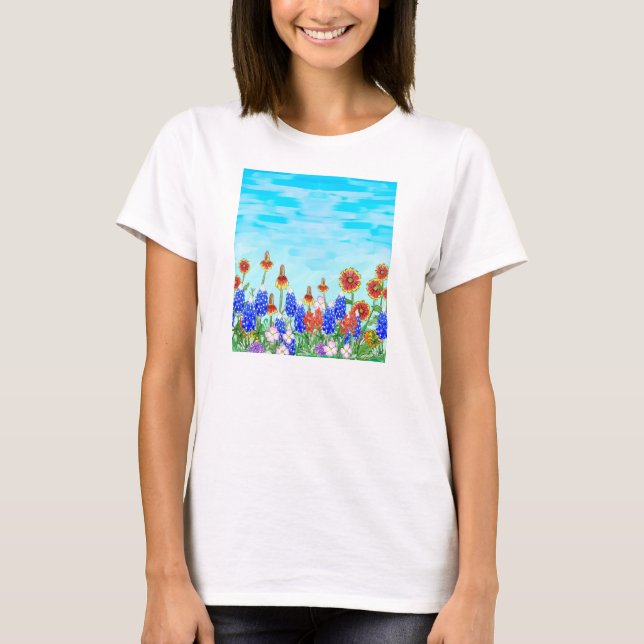 Camiseta del bluebonnet de los wildflowers de (Anverso)