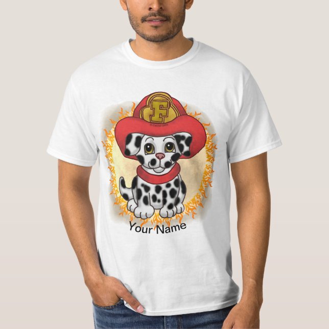 Camiseta del bombero del perro del cachorro (Anverso)
