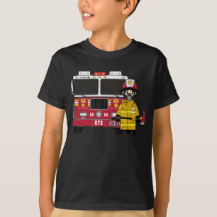 Camiseta del bombero y de bomberos del coche