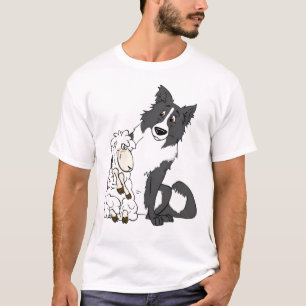 Camiseta del border collie y de las ovejas