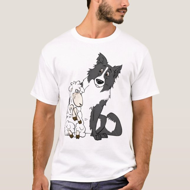 Camiseta del border collie y de las ovejas (Anverso)