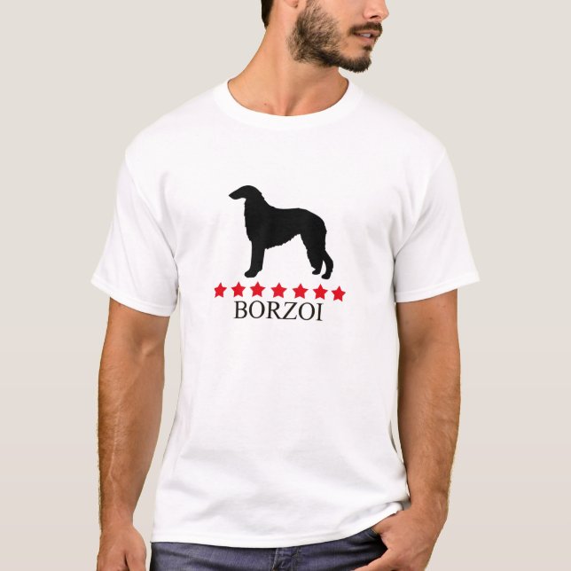 Camiseta del Borzoi con las estrellas rojas (Anverso)