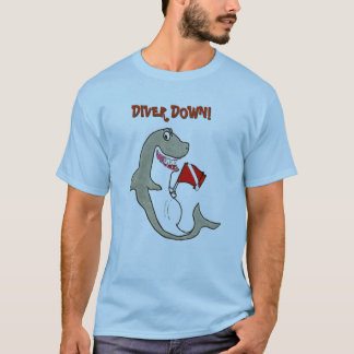 Camiseta Del buceador tiburón gordo del dibujo animado