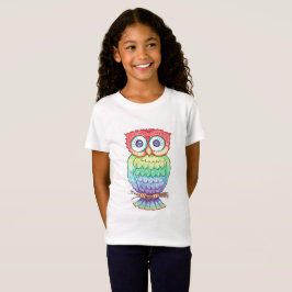 Camiseta del búho del arco iris de los chicas