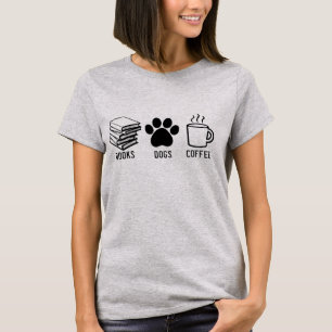 Camiseta del café de los perros de los libros