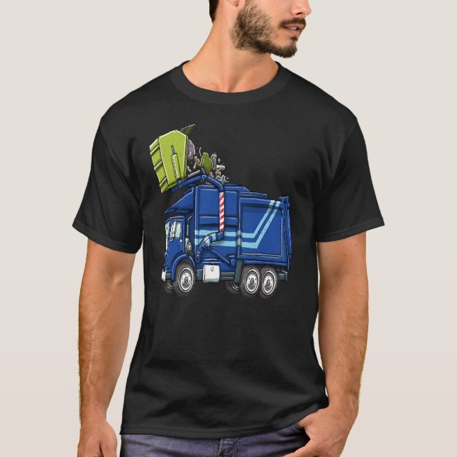 Camiseta del camión Big Blue Garbage para niños (Anverso)