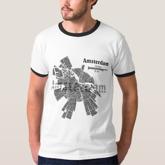 Camiseta del campanero del mapa de Amsterdam (Anverso)
