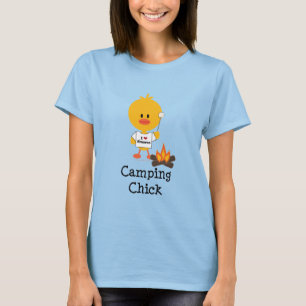 Camiseta del campanero del polluelo que acampa