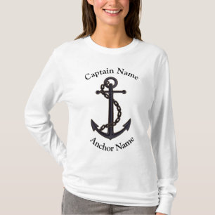 Camiseta del capitán con nombre propio barco y eq