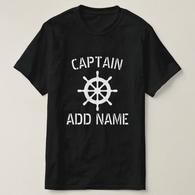 Camiseta del capitán del barco negro con el logo d (Diseño del anverso)