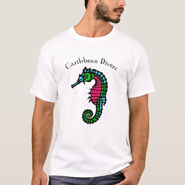 Camiseta del Caribe de la zambullida del Seahorse (Anverso)