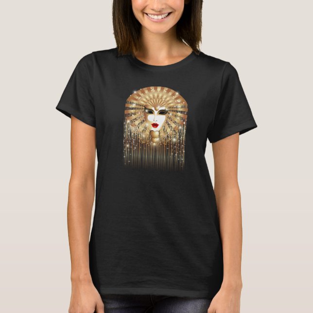 Camiseta del Carnaval Fiesta Máscara de Oro Mardi  (Anverso)