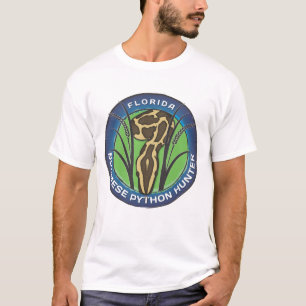Camiseta del cazador del pitón. Logotipo azul