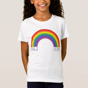Camiseta del Chica Blanco Arcoiris Promesa de Jesú
