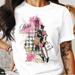 Camiseta del Chica de compras de París Harlequin