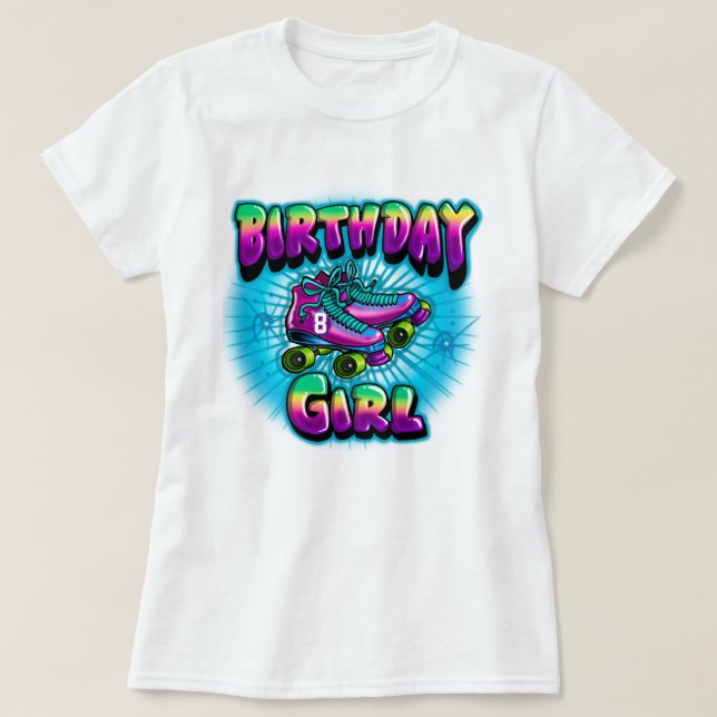 Camiseta del Chica de cumpleaños de un aerógrafo d (Diseño del anverso)