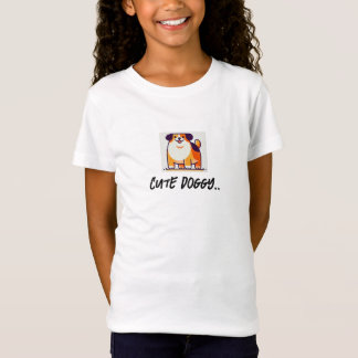 Camiseta del Chica de Doggy Cute arriba
