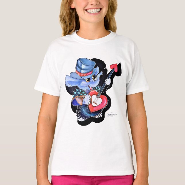 Camiseta del Chica de guitarra del corazón (Anverso)