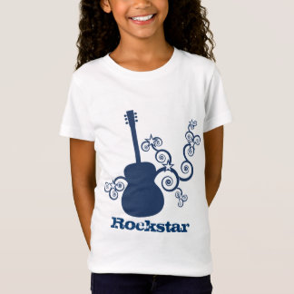 Camiseta del Chica de guitarra Rockstar, azul real