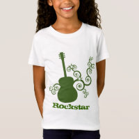 Camiseta del Chica de guitarra Rockstar, verde