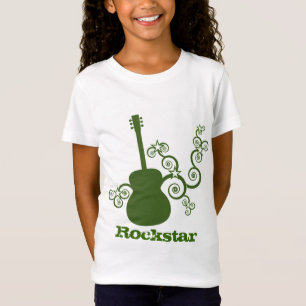 Camiseta del Chica de guitarra Rockstar, verde